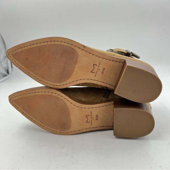 Marc Fisher Medium Brown Suede Yandi Belted Western Booties Size 8.5 - Picture 8 of 9